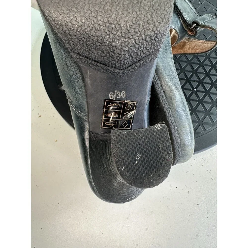 Miz Mooz Kora Gray Leather Mary Jane Heels Chunky Heel Sz 36/6 Twee Lagenlook